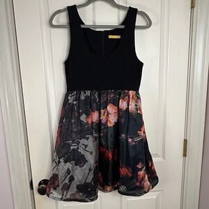 Alice‎ + Olivia Black Floral Print Fit & Flare Party Cocktail Dress